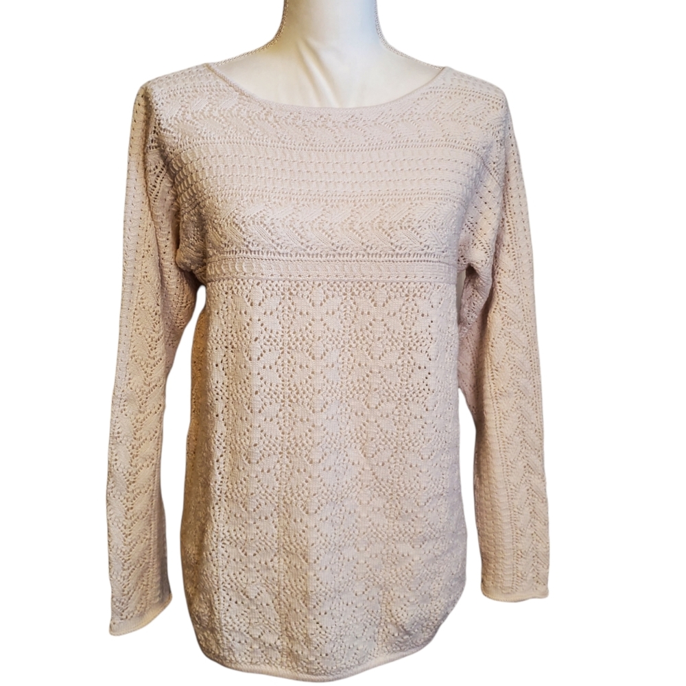 NEW ISELFIELD Silk Blend Open Knit Round Neck Pullover Sweater